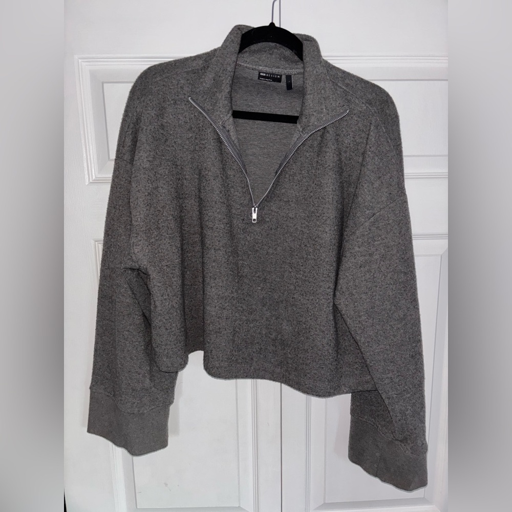 ASOS Large Gray Half Zip Pullover Sweater